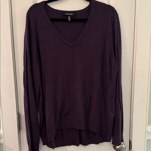 Ellen Tracy Deep Purple V-Neck Blouse
